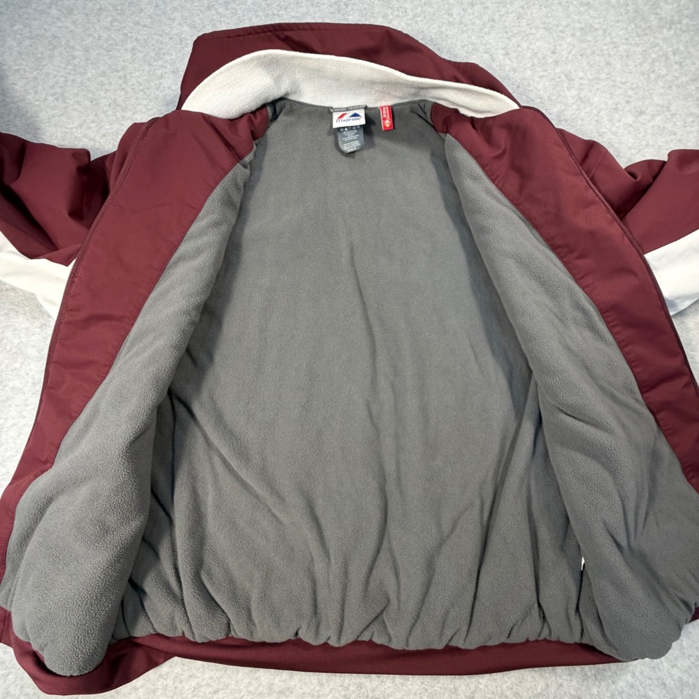 Majestic Therma Base Jacket Mens Medium Maroon White Full Zip Fleece Lined - Picture 5 of 8